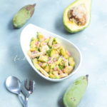 This plantain salad is enhanced with homemade vinaigrette and avocados. | tchakayiti.com