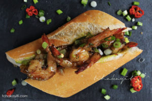 You'll love this spicy grilled shrimp sandwich with caramelized bacon and a spicy rum glaze. | thcakayiti.com