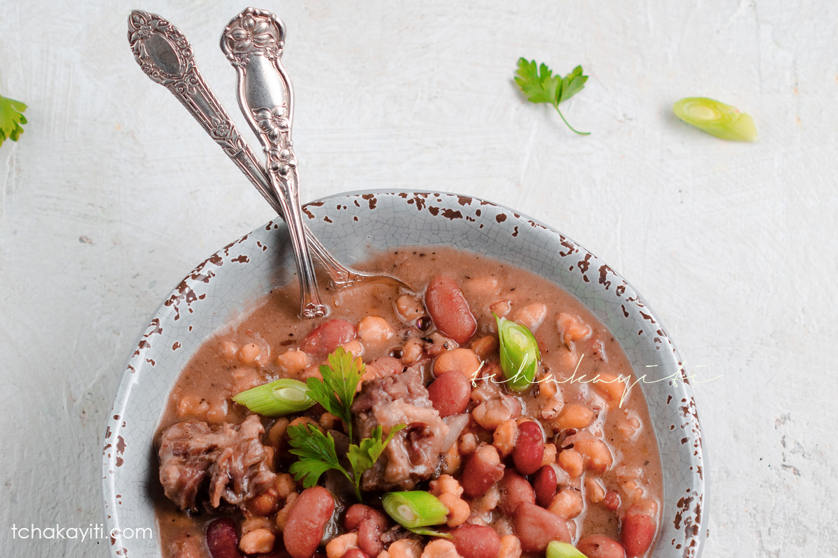 Tchaka is a traditional Haitian red beans and corn casserole enhanced with smoked salt-cured pork meat. | tchakayiti.com