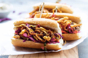 This griot fried pork sandwich is deliciously crunchy and well-balanced in flavors. | tchakayiti.com
