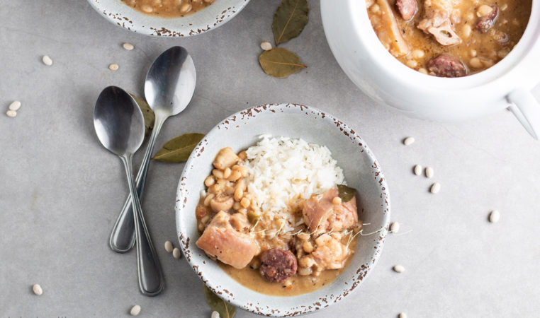 This Haitian-style cassoulet is packed with flavors of homemade salt-cured pork and smoked meat chunks. | tchakayiti.com